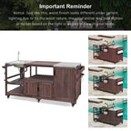 Îlot de cuisine d'extérieur avec évier, chariot de barbecue d'extérieur en bois massif pour barbecues XL Big Green Egg, chariot de bar d'extérieur roulant avec plateau en acier inoxydable