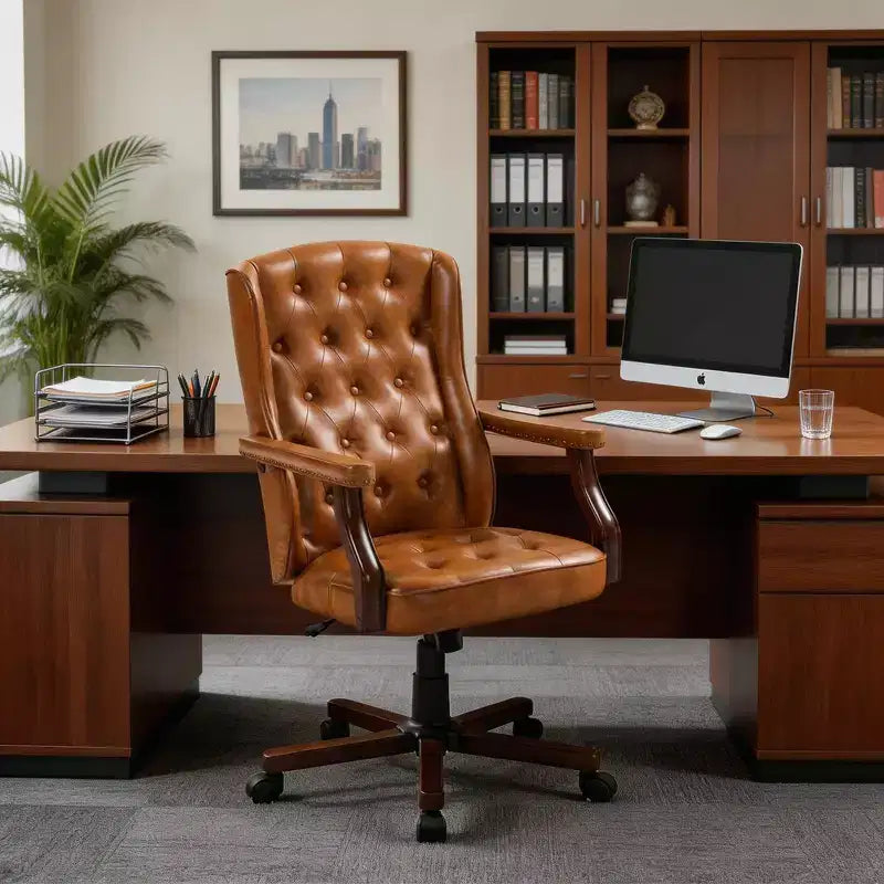 Fauteuil de bureau de direction avec dossier à oreilles et pivotant pour le bureau à domicile