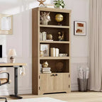 Bibliothèque de ferme à 5 niveaux avec 2 portes de rangement, étagère ouverte de 175 cm de haut avec étagères réglables pour le salon, le bureau et le télétravail