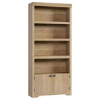 Bibliothèque de ferme à 5 niveaux avec 2 portes de rangement, étagère ouverte de 175 cm de haut avec étagères réglables pour le salon, le bureau et le télétravail