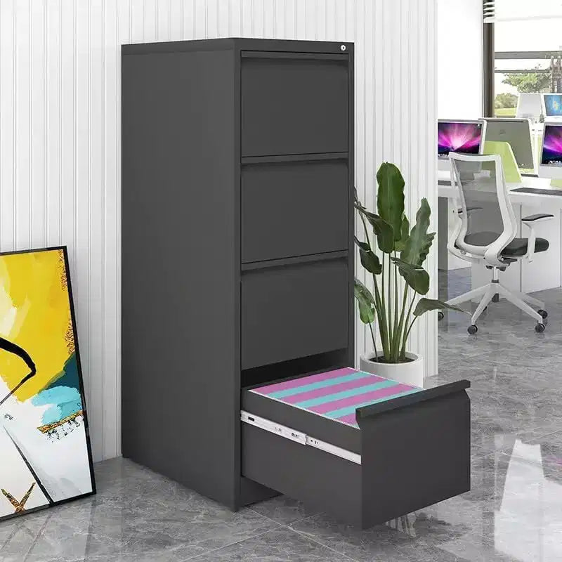 Meuble de classement à 4 tiroirs avec serrure, armoires de classement robustes pour dossiers de format lettre/legal/A4/F4, armoire de rangement en métal autonome pour la maison, le bureau
