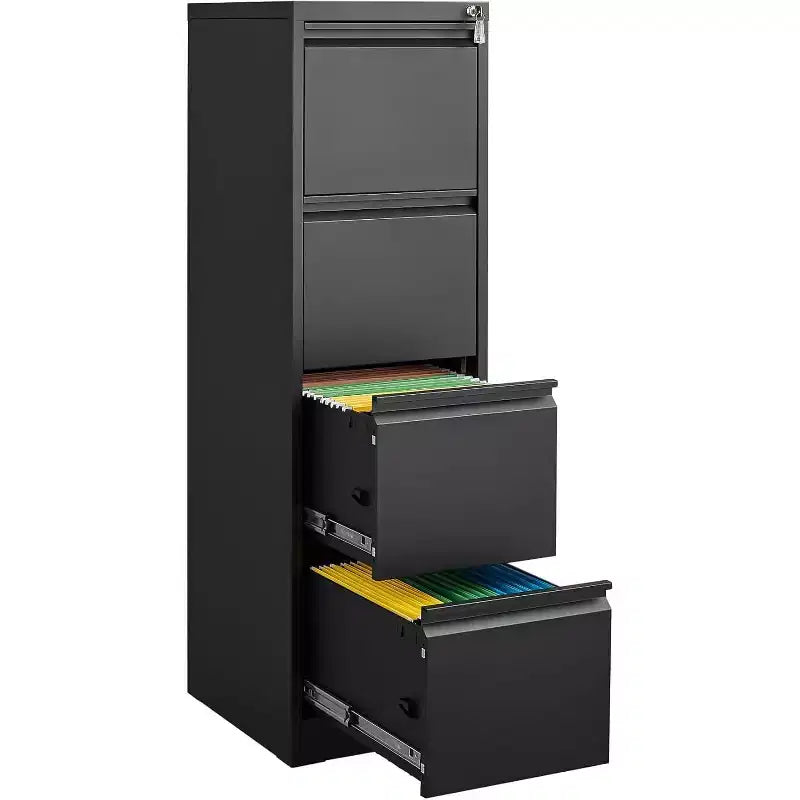 Meuble de classement à 4 tiroirs avec serrure, armoires de classement robustes pour dossiers de format lettre/legal/A4/F4, armoire de rangement en métal autonome pour la maison, le bureau