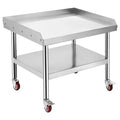 24x24 Commercial Grill Stand  Stainless Steel Heavy Duty Equipment Table, 1000 lb Capacity, Adjustable Legs & Safety Edge, with Wheels