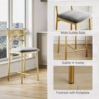 Ensemble de 6 tabourets de bar de hauteur comptoir 26, chaises à cadre métallique avec dossier droit ergonomique, coussins rembourrés en cuir PU épais et imperméables