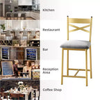 Ensemble de 6 tabourets de bar de hauteur comptoir 26, chaises à cadre métallique avec dossier droit ergonomique, coussins rembourrés en cuir PU épais et imperméables
