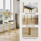 Ensemble de 6 tabourets de bar de hauteur comptoir 26, chaises à cadre métallique avec dossier droit ergonomique, coussins rembourrés en cuir PU épais et imperméables