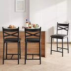 Ensemble de 6 tabourets de bar de hauteur comptoir 26, chaises à cadre métallique avec dossier droit ergonomique, coussins rembourrés en cuir PU épais et imperméables