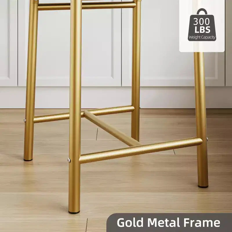Ensemble de 6 tabourets de bar de hauteur comptoir 26, chaises à cadre métallique avec dossier droit ergonomique, coussins rembourrés en cuir PU épais et imperméables