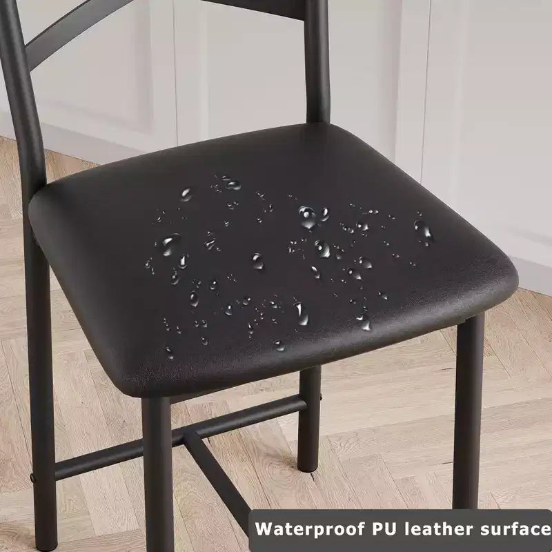Ensemble de 6 tabourets de bar de hauteur comptoir 26, chaises à cadre métallique avec dossier droit ergonomique, coussins rembourrés en cuir PU épais et imperméables