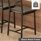 Ensemble de 6 tabourets de bar de hauteur comptoir 26, chaises à cadre métallique avec dossier droit ergonomique, coussins rembourrés en cuir PU épais et imperméables