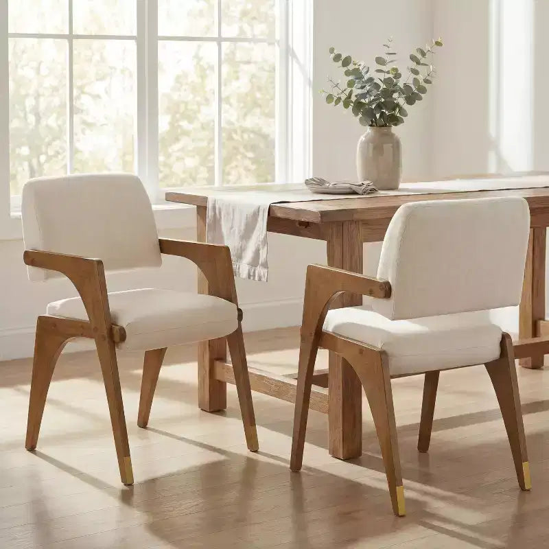 Chaise de salle à manger Christopher Knight Home mi-siècle moderne en bois d'hévéa rembourrée avec dossier