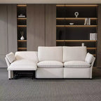 ATJafurn Canapé inclinable électrique en chenille blanche avec port de charge USB et accoudoirs coussinés, chaque siège est doté de moteurs réglables indépendamment, pour le salon