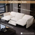 ATJafurn Canapé inclinable électrique en chenille blanche avec port de charge USB et accoudoirs coussinés, chaque siège est doté de moteurs réglables indépendamment, pour le salon