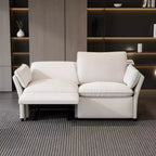 ATJafurn Canapé inclinable électrique en chenille blanche avec port de charge USB et accoudoirs coussinés, chaque siège est doté de moteurs réglables indépendamment, pour le salon