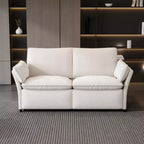 ATJafurn Canapé inclinable électrique en chenille blanche avec port de charge USB et accoudoirs coussinés, chaque siège est doté de moteurs réglables indépendamment, pour le salon