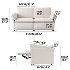 ATJafurn Canapé inclinable électrique en chenille blanche avec port de charge USB et accoudoirs coussinés, chaque siège est doté de moteurs réglables indépendamment, pour le salon