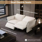 ATJafurn Canapé inclinable électrique en chenille blanche avec port de charge USB et accoudoirs coussinés, chaque siège est doté de moteurs réglables indépendamment, pour le salon