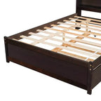 Lit plateforme double VECELO avec lit gigogne et tête de lit de rangement, sommier à lattes en bois pour petits espaces