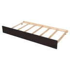 Lit plateforme double VECELO avec lit gigogne et tête de lit de rangement, sommier à lattes en bois pour petits espaces