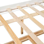 Lit plateforme double VECELO avec lit gigogne et tête de lit de rangement, sommier à lattes en bois pour petits espaces