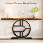 Console étroite de 55 pouces pour entrée, table de canapé rétro industrielle derrière le canapé avec cadre en fer robuste et plateau en bois pour couloir et salon