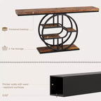 Console étroite de 55 pouces pour entrée, table de canapé rétro industrielle derrière le canapé avec cadre en fer robuste et plateau en bois pour couloir et salon