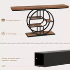 Console étroite de 55 pouces pour entrée, table de canapé rétro industrielle derrière le canapé avec cadre en fer robuste et plateau en bois pour couloir et salon