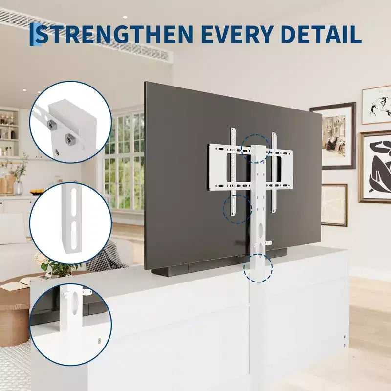 Meuble TV en bois avec support réglable en hauteur pour téléviseurs de 32 à 80 pouces, meuble de rangement à 6 tiroirs, console média pour salon et chambre