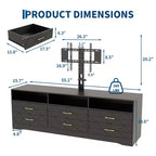 Meuble TV en bois avec support réglable en hauteur pour téléviseurs de 32 à 80 pouces, meuble de rangement à 6 tiroirs, console média pour salon et chambre