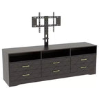 Meuble TV en bois avec support réglable en hauteur pour téléviseurs de 32 à 80 pouces, meuble de rangement à 6 tiroirs, console média pour salon et chambre