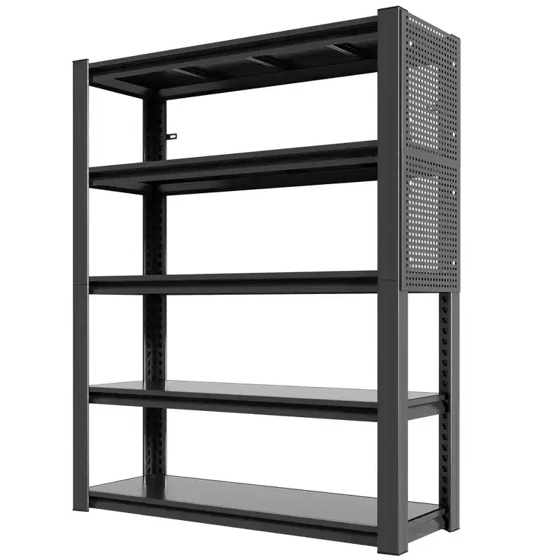 Étagère de rangement robuste à 5 niveaux réglables avec panneau perforé, unité de rayonnage industrielle en métal, rayonnage de rangement
