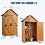 Abri de jardin en bois de 70 po avec étagères, plancher et serrure anti-basculement, armoire de rangement extérieure étanche pour patio, cour, terrasse et pelouse