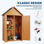 Abri de jardin en bois de 70 po avec étagères, plancher et serrure anti-basculement, armoire de rangement extérieure étanche pour patio, cour, terrasse et pelouse