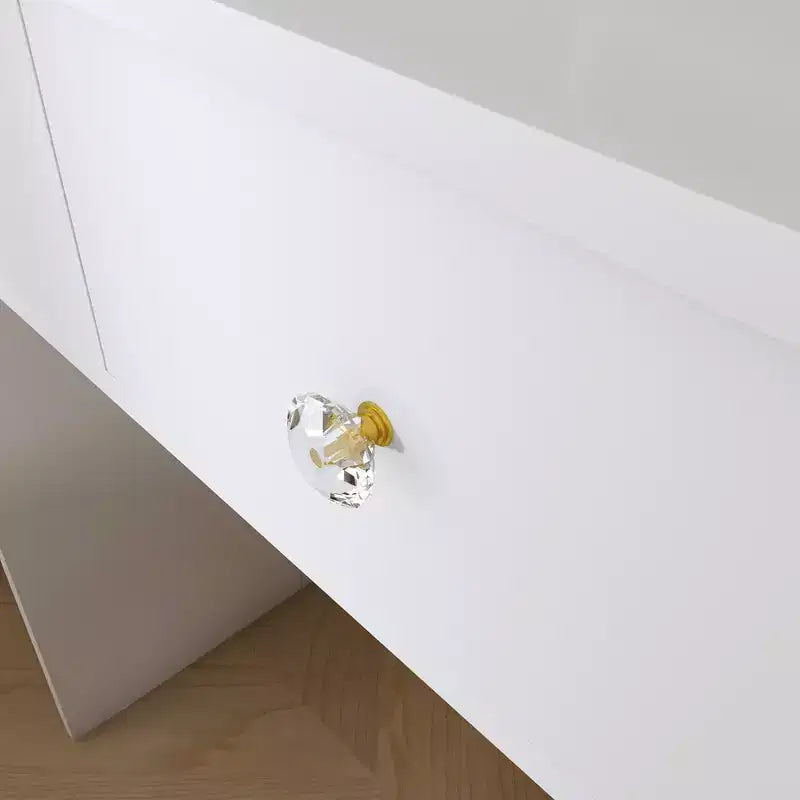 Coiffeuse avec tabouret, miroir lumineux 3 modes de couleur, support pour sèche-cheveux, prise de courant et tiroirs de rangement - ModernLuxe