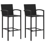 vidaXL Lot de 2 tabourets de bar en rotin PE marron, acier enduit de poudre Standard
