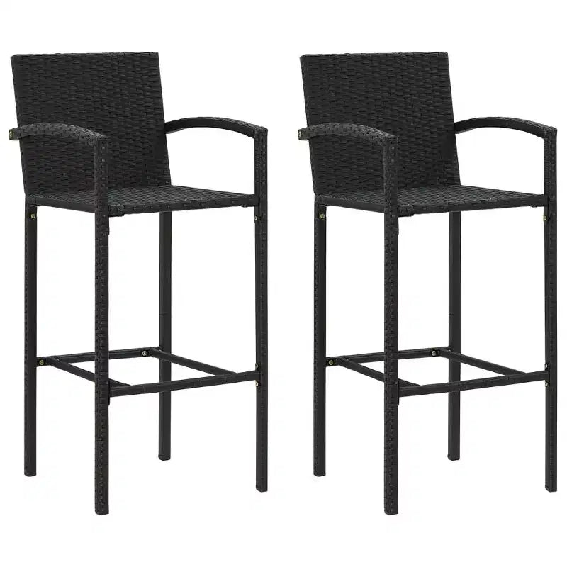 vidaXL Lot de 2 tabourets de bar en rotin PE marron, acier enduit de poudre Standard