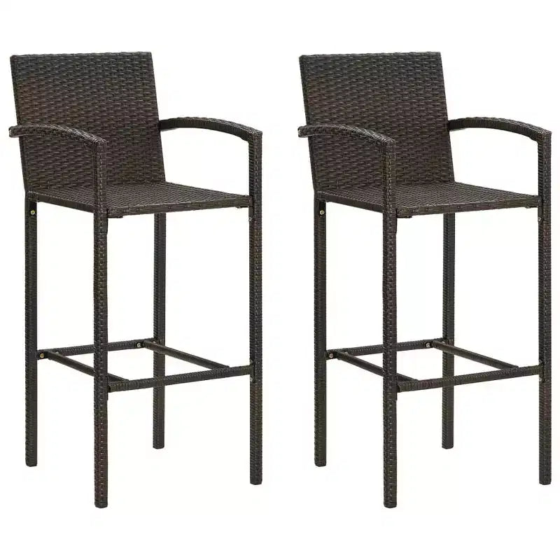 vidaXL Lot de 2 tabourets de bar en rotin PE marron, acier enduit de poudre Standard