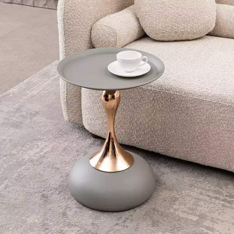 Mermaid Tail Round Metal Pedestal Table, Modern Minimalist Accent Side Table Drink Martini Table for Small Spaces