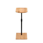 Table d'appoint en bambou réglable en hauteur en forme de C, table de plateau de canapé ovale rectangulaire avec fente pour téléphone et porte-verre à vin