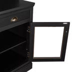 Grande bibliothèque de 211,8 cm, étagère de rangement avec étagères ouvertes, 2 portes vitrées et 1 tiroir pour salon, chambre, bureau - ModernLuxe