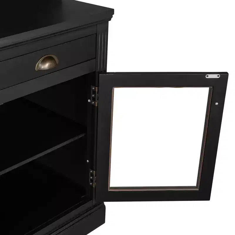 Grande bibliothèque de 211,8 cm, étagère de rangement avec étagères ouvertes, 2 portes vitrées et 1 tiroir pour salon, chambre, bureau - ModernLuxe