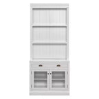 Grande bibliothèque de 211,8 cm, étagère de rangement avec étagères ouvertes, 2 portes vitrées et 1 tiroir pour salon, chambre, bureau - ModernLuxe