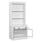 Grande bibliothèque de 211,8 cm, étagère de rangement avec étagères ouvertes, 2 portes vitrées et 1 tiroir pour salon, chambre, bureau - ModernLuxe
