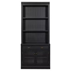 Grande bibliothèque de 211,8 cm, étagère de rangement avec étagères ouvertes, 2 portes vitrées et 1 tiroir pour salon, chambre, bureau - ModernLuxe