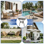Table de bistrot en aluminium pour terrasse, table à manger d'extérieur résistante aux intempéries avec trou pour parasol, petite table d'appoint ronde pour jardin/porche/arrière-cour