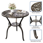 Table de bistrot en aluminium pour terrasse, table à manger d'extérieur résistante aux intempéries avec trou pour parasol, petite table d'appoint ronde pour jardin/porche/arrière-cour