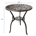 Table de bistrot en aluminium pour terrasse, table à manger d'extérieur résistante aux intempéries avec trou pour parasol, petite table d'appoint ronde pour jardin/porche/arrière-cour