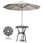 Table de bistrot en aluminium pour terrasse, table à manger d'extérieur résistante aux intempéries avec trou pour parasol, petite table d'appoint ronde pour jardin/porche/arrière-cour