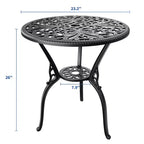 Table de bistrot en aluminium pour terrasse, table à manger d'extérieur résistante aux intempéries avec trou pour parasol, petite table d'appoint ronde pour jardin/porche/arrière-cour