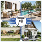 Table de bistrot en aluminium pour terrasse, table à manger d'extérieur résistante aux intempéries avec trou pour parasol, petite table d'appoint ronde pour jardin/porche/arrière-cour